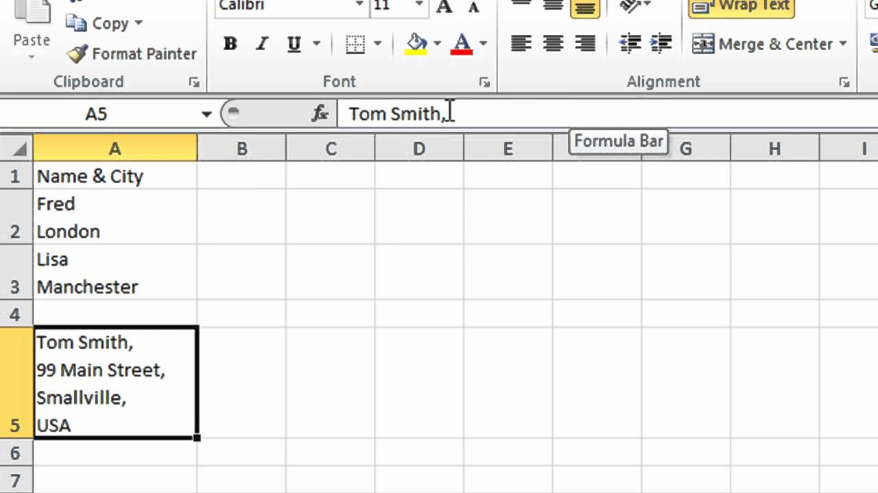 start a new line in a cell on microsoft excel for mac